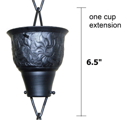 Picture of U-nitt Rain Chain Single Cup Extension #5502A: one cup with upper and lower links