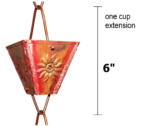 Picture of U-nitt Rain Chain Single Cup Extension #5515 (embossed: one cup with upper and lower links