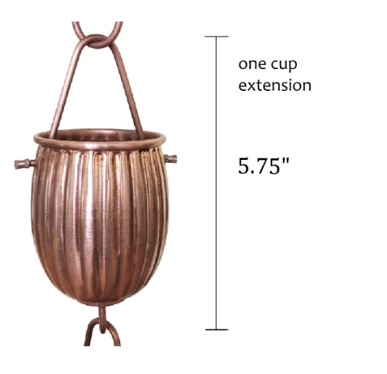 Picture of U-nitt Rain Chain Single Cup Extension #5554: one cup with upper and lower links