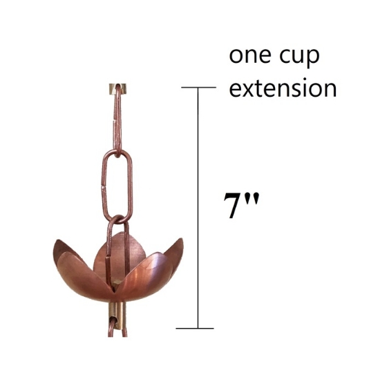 Picture of U-nitt Rain Chain Single Cup Extension #5226: one cup with upper and lower links