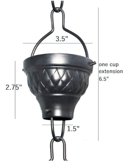 Picture of U-nitt Rain Chain Single Cup Extension #786/1062A: one cup with upper and lower links