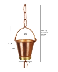 Picture of U-nitt Rain Chain Single Cup Extension #8146: one cup with upper and lower links