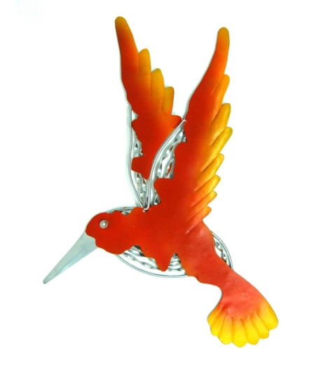 Picture of 16 in. Hummingbird Outdoor Metal Wall Art Orange G1050RO