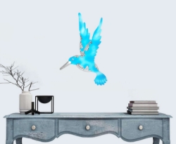 Picture of 16 in. Hummingbird Outdoor Metal Wall Art Turquoise Blue G1050
