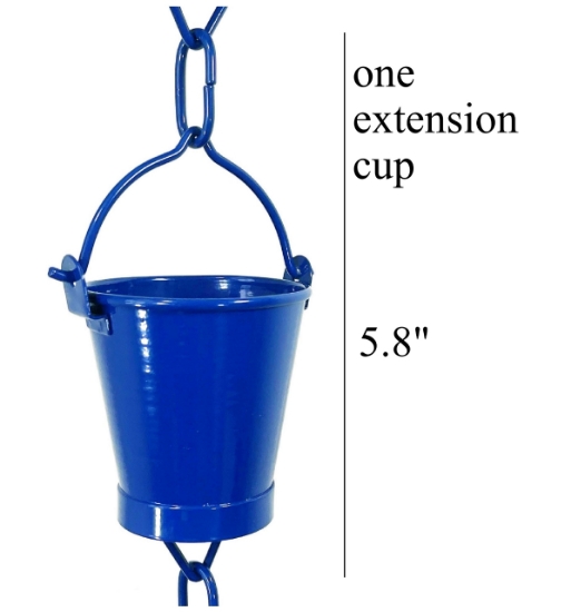 Picture of U-nitt Rain Chain Single Cup Extension #8146BLU: one cup with upper and lower links 