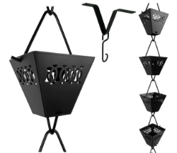Picture of U-nitt  Rain Chain for Gutter: Square Jali Cup Black; Length: 8.5 ft (Whole Chain) 3121BLK