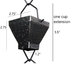 Picture of U-nitt Rain Chain Single Cup Extension #5517BLK: one cup with upper and lower links