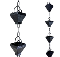 Picture of U-nitt Rain Chain for Roof Gutter Downspout, Water Catcher/Diverter,  square black 8 - 1/2 ft #5517BLK-CH 