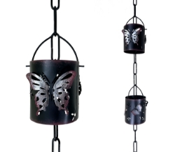 Picture of U-nitt Rain Chain: Rose Sprayed Butterfly, with String Light 8 - 1/2 ft #8567LRS