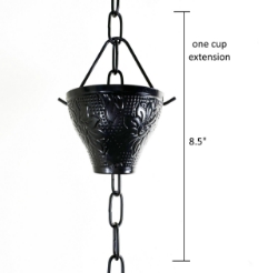 Picture of U-nitt Rain Chain Single Cup Extension #5501A (sunflower emboss black: one cup with chain)