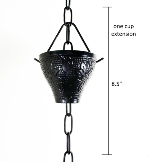 Picture of U-nitt Rain Chain Single Cup Extension #5501A (sunflower emboss black: one cup with chain)