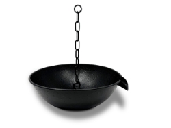 Picture of U-nitt 10" Aluminum basin / spill bowl / dish for Rain Chain: with Attachment Chain, Black, #970BLK