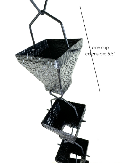 Picture of U-nitt Rain Chain Single Cup Extension #5517BLK: one cup with upper and lower links