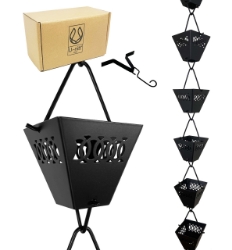 Picture of U-nitt  Rain Chain for Gutter: Square Jali Cup Black; Length: 8.5 ft (Whole Chain) 3121BLK