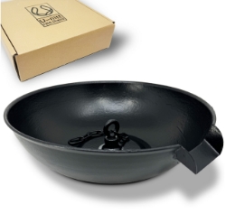 Picture of U-nitt 12" Rain Chain Anchoring Basin / Spill Bowl / Dish: with Attachment Chain, Black, #972FBLK-V2