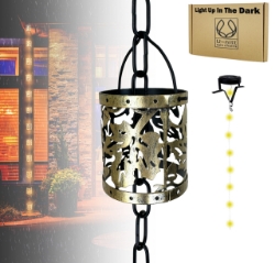 Picture of U-nitt Rain Chain: Antique Leaf, Light Up in the Dark, 8 - 1/2 ft #8565LAN