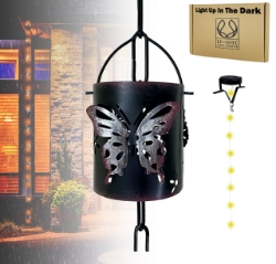 Picture of U-nitt Rain Chain: Rose Sprayed Butterfly, Light Up in the Dark, 8 - 1/2 ft #8567LRS