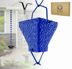 Picture of U-nitt Rain Chain for Roof Gutter Downspout, Water Catcher/Diverter, square blue 8 - 1/2 ft #5517BLU