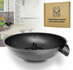 Picture of U-nitt 12" Rain Chain Anchoring Basin / Spill Bowl / Dish: with Attachment Chain, Black, #972BBLK